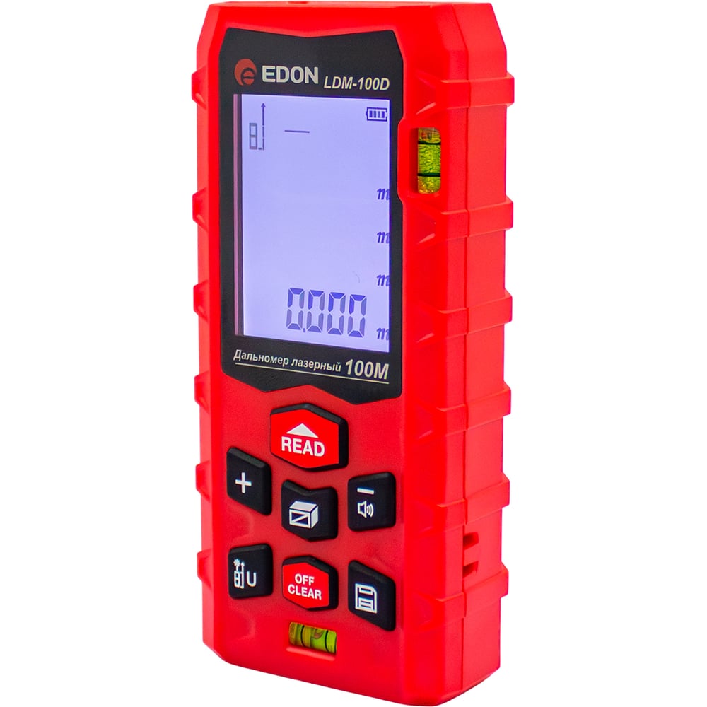 Дальномер лазерный Edon LDM-100D (100м, лазер <1 мВТ, 630 - 670нм, память 99 замеров, 1,5В x2 AAA) 56844
