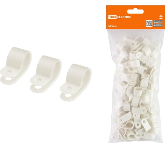 Изображение товара Нейлоновая крепежная скоба TDM ELECTRIC СКН-9 белая 100 шт SQ0514-0203