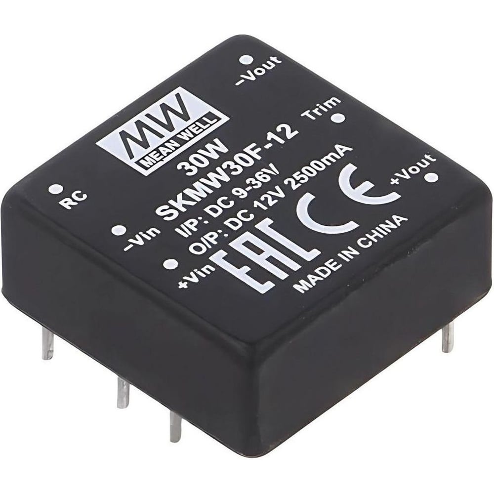 DC/DC преобразователь на печатную плату MEAN WELL SKMW30F-12 в корпусе 1x1, изолированный, с ультрашироким входом 30 Вт 12 В 2298869