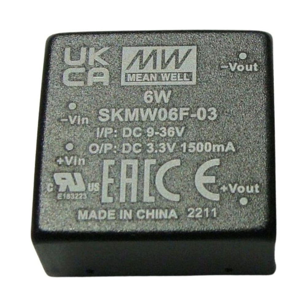 DC/DC преобразователь на печатную плату MEAN WELL SKMW06F-03 в корпусе 1x1, изолированный, с ультрашироким входом 5 Вт 3.3 В 3915857