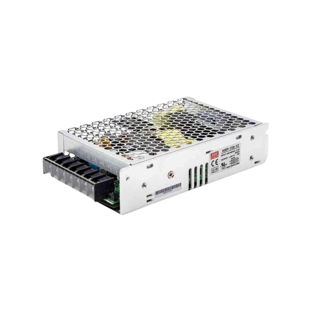 Импульсный AC/DC источник питания MEAN WELL HRP-150-12 150 Вт, 12 В с функцией ККМ, стабилизацией по напряжению, встроенным потенциометром, компенсацией на проводах, 1U 346753