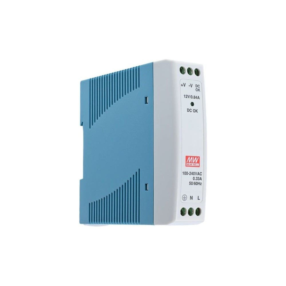 Блок питания на DIN-рейку MEAN WELL MDR-10-12 10 Вт 12 В 0.84 А, модульный, для промышленного оборудования и автоматизации производства 293198