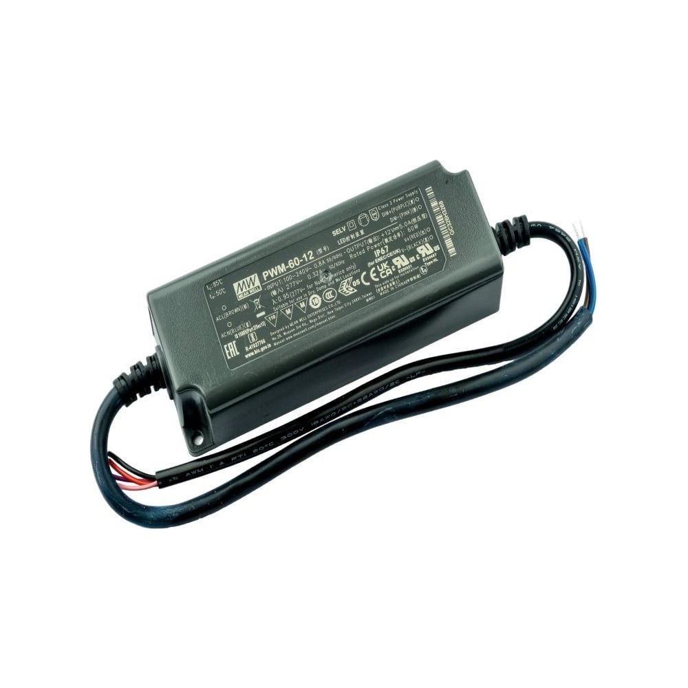 Изображение товара LED-драйвер для светодиодных лент с диммингом MEAN WELL PWM-60-12 60 Вт 12 В 5 А 1903230 Изображение товара LED-драйвер для светодиодных лент с диммингом MEAN WELL PWM-60-12 60 Вт 12 В 5 А 1903230
