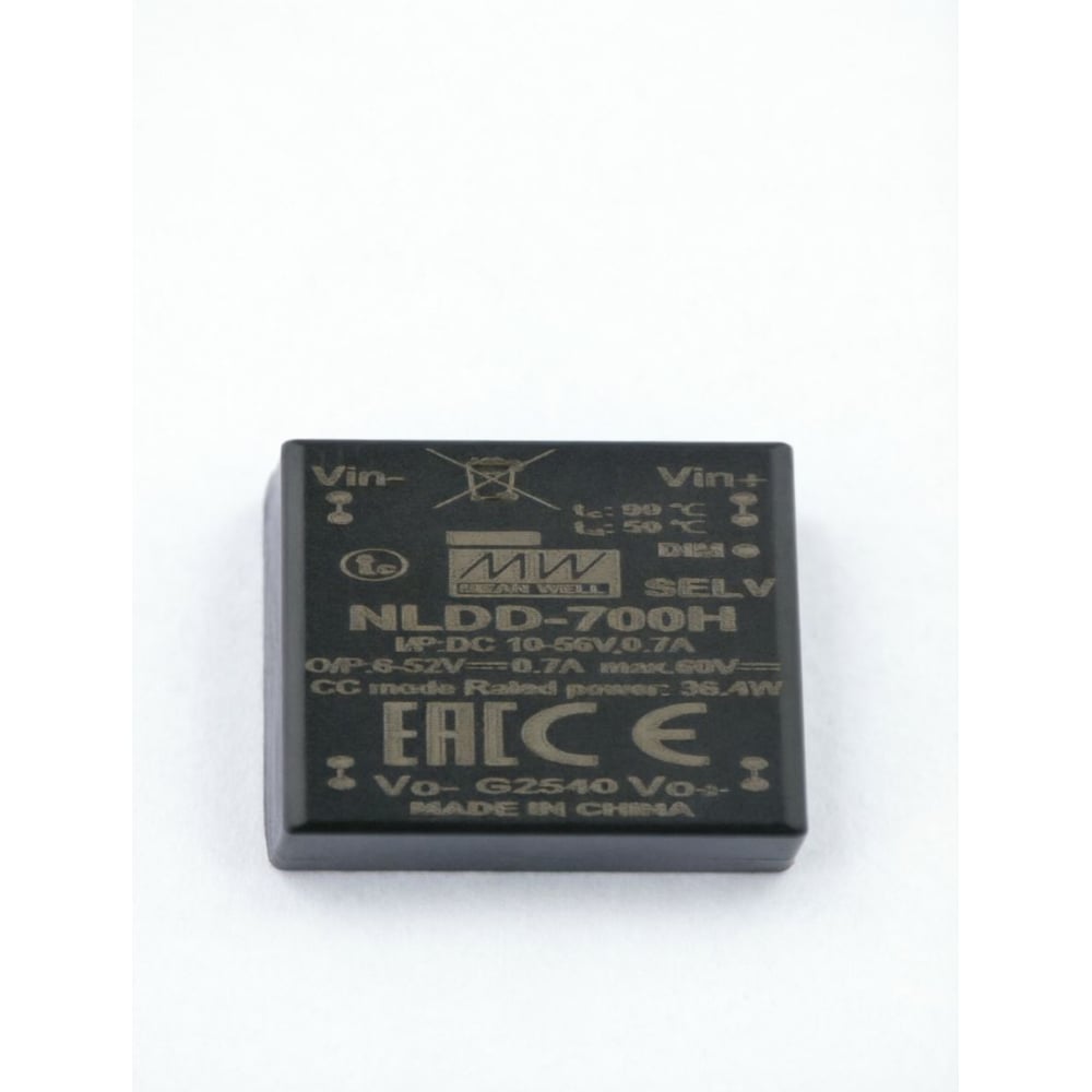 Изображение товара Понижающий DC/DC LED-драйвер на печатную плату MEAN WELL NLDD-700H с диммингом ШИМ, стабилизацией тока 36.4 Вт 52 В 0.7 А 5298543