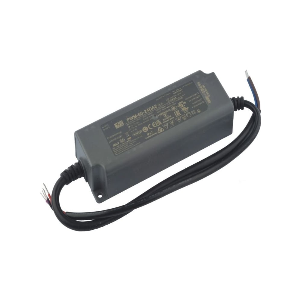 Изображение товара Светодиодный драйвер MEAN WELL PWM-60-24DA2 60Вт 24В 2,5А для наружного и внутреннего освещения, защита IP67, димминг DALI, активная коррекция коэффициента мощности, пла 5500859