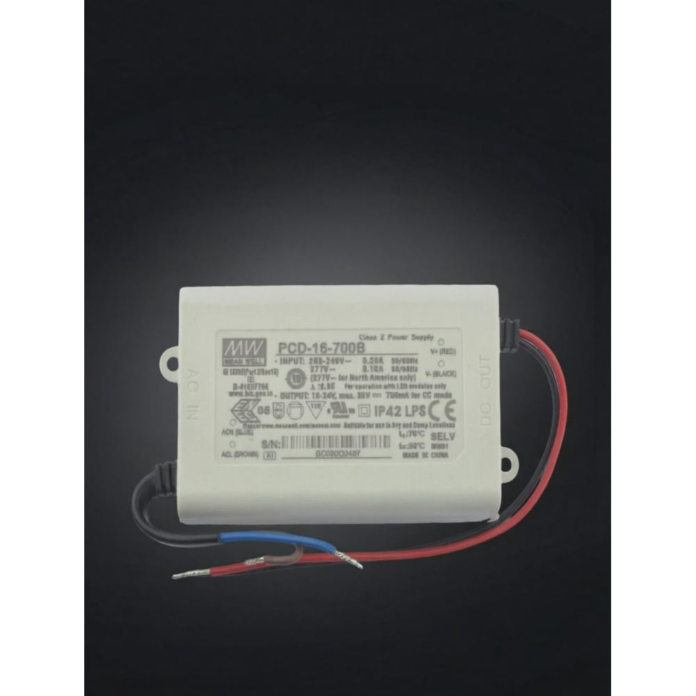 Изображение товара Диммируемый светодиодный драйвер (LED-драйвер) MEAN WELL PCD-16-700B с коррекцией мощности для внутреннего применения с IP42 16 Вт 24 В 0.7 А 604309 Изображение товара Диммируемый светодиодный драйвер (LED-драйвер) MEAN WELL PCD-16-700B с коррекцией мощности для внутреннего применения с IP42 16 Вт 24 В 0.7 А 604309