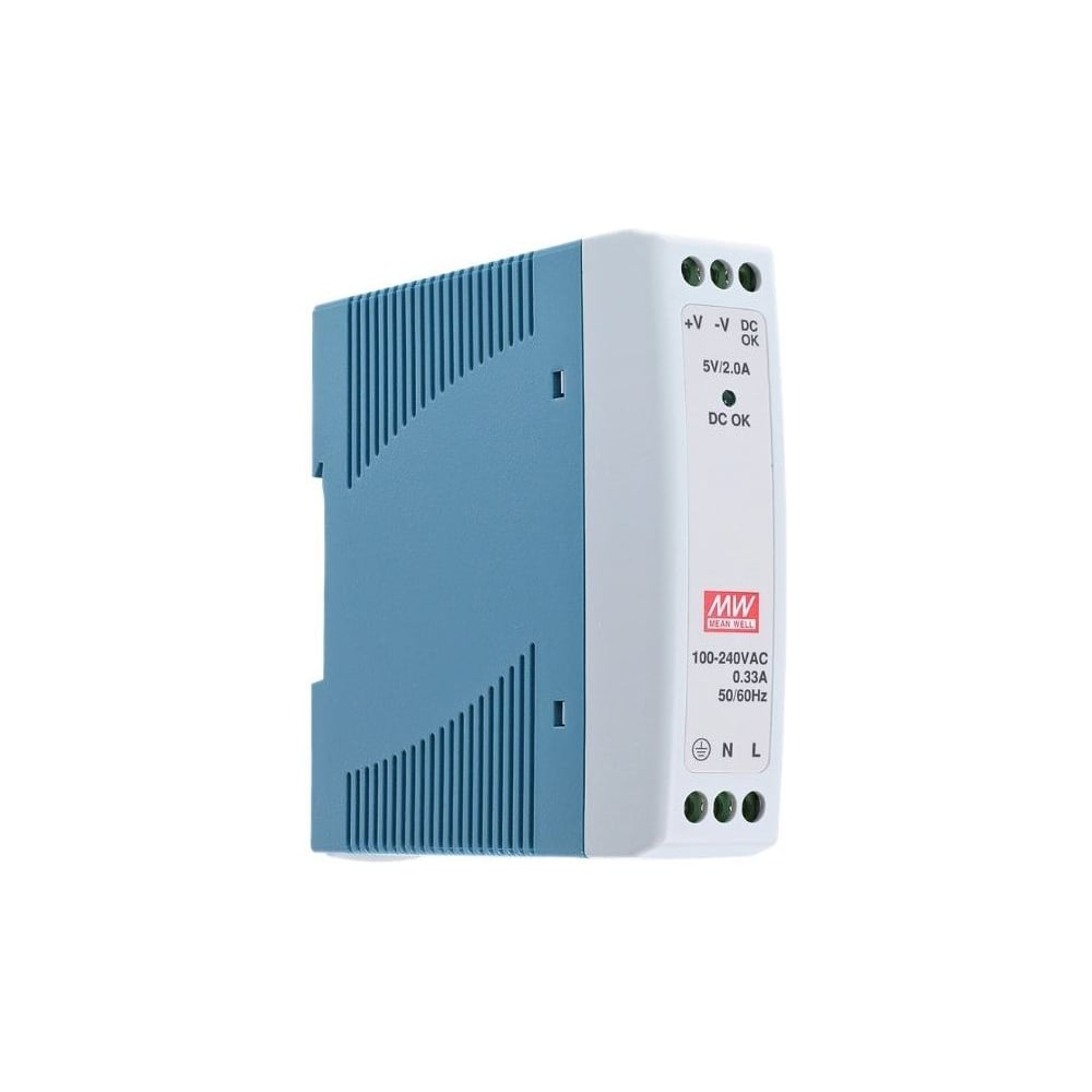 Блок питания на DIN-рейку MEAN WELL MDR-10-5 10 Вт 5 В 2 А, модульный, для промышленного оборудования и автоматизации производства 293201