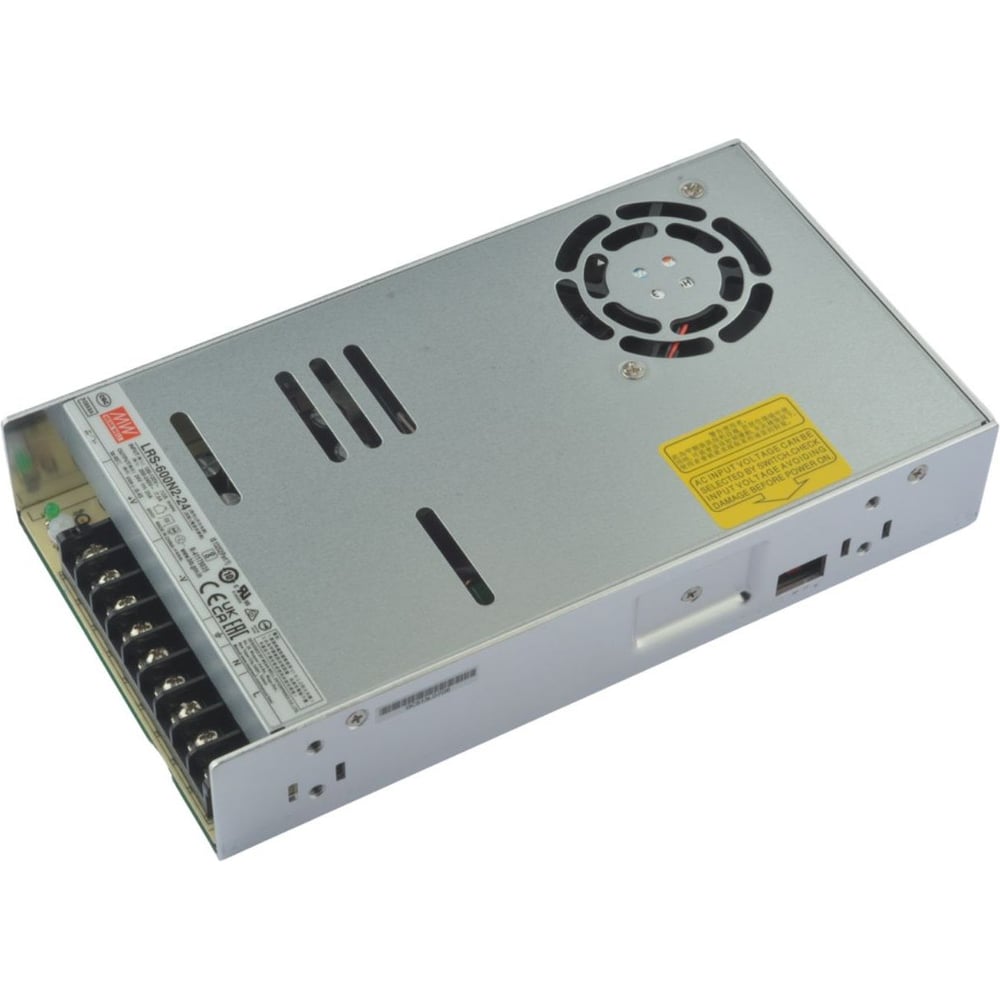 Блок питания импульсный MEAN WELL LRS-600N2-24 600Вт 24В 25А, поддержка пиковой мощности до 1кВт, вход 90-264В, комплекс защит, активное охлаждение, встроенный вентилято 5917324