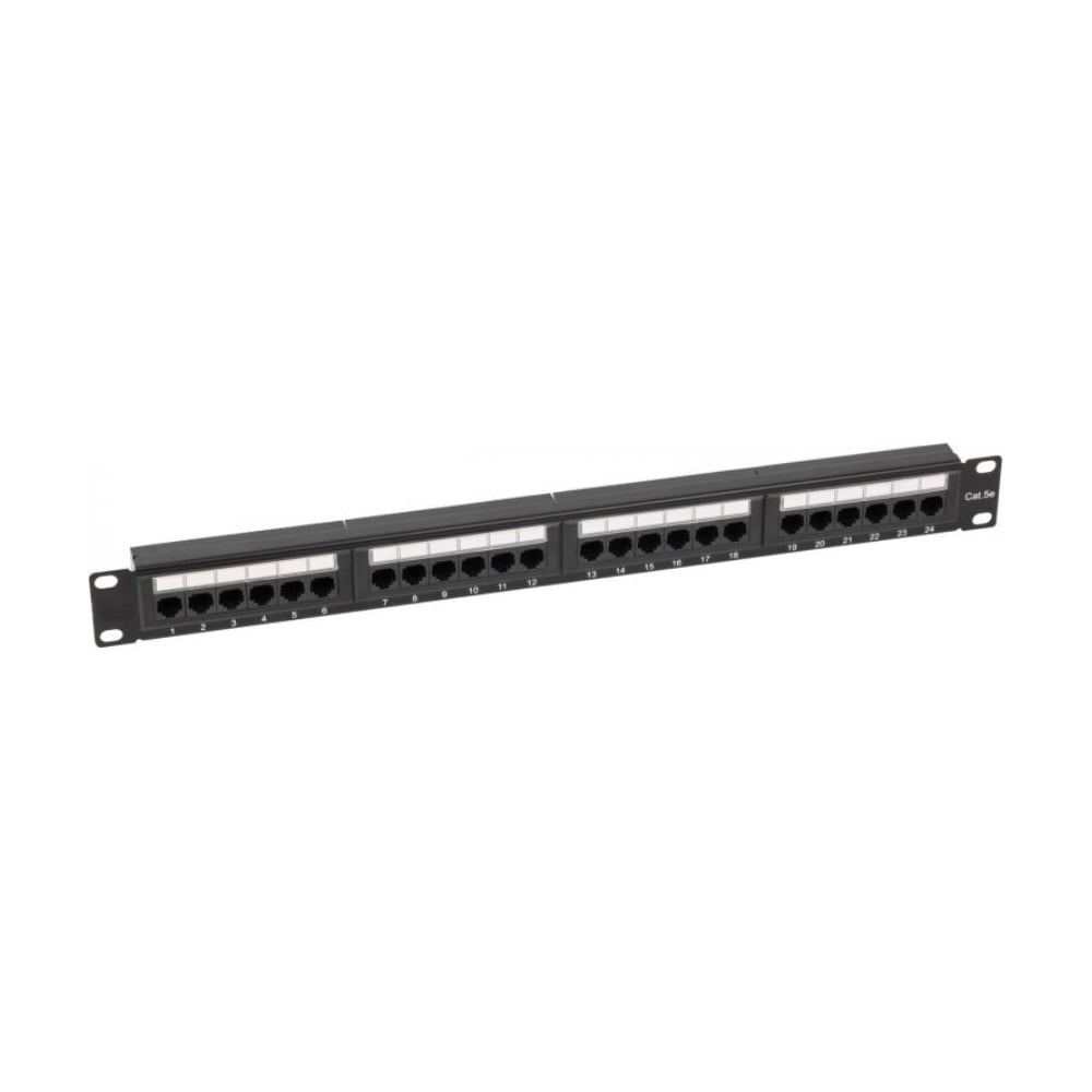 Патч-панель KOSCAB UTP, 19, 24 порта RJ45, cat.5е, 1U, 110 тип шт КОС-PP-1U-24-UTP-RJ45-5e-110