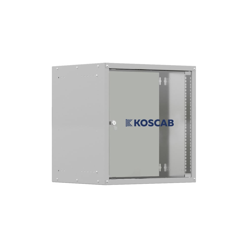 Шкаф телекоммуникационный настенный KOSCAB 9U 550х450х500мм, дверь стекло, разобранный, стенки несъемные, серый RAL 7035 шт КОС- штС-9U55*45*50ДС