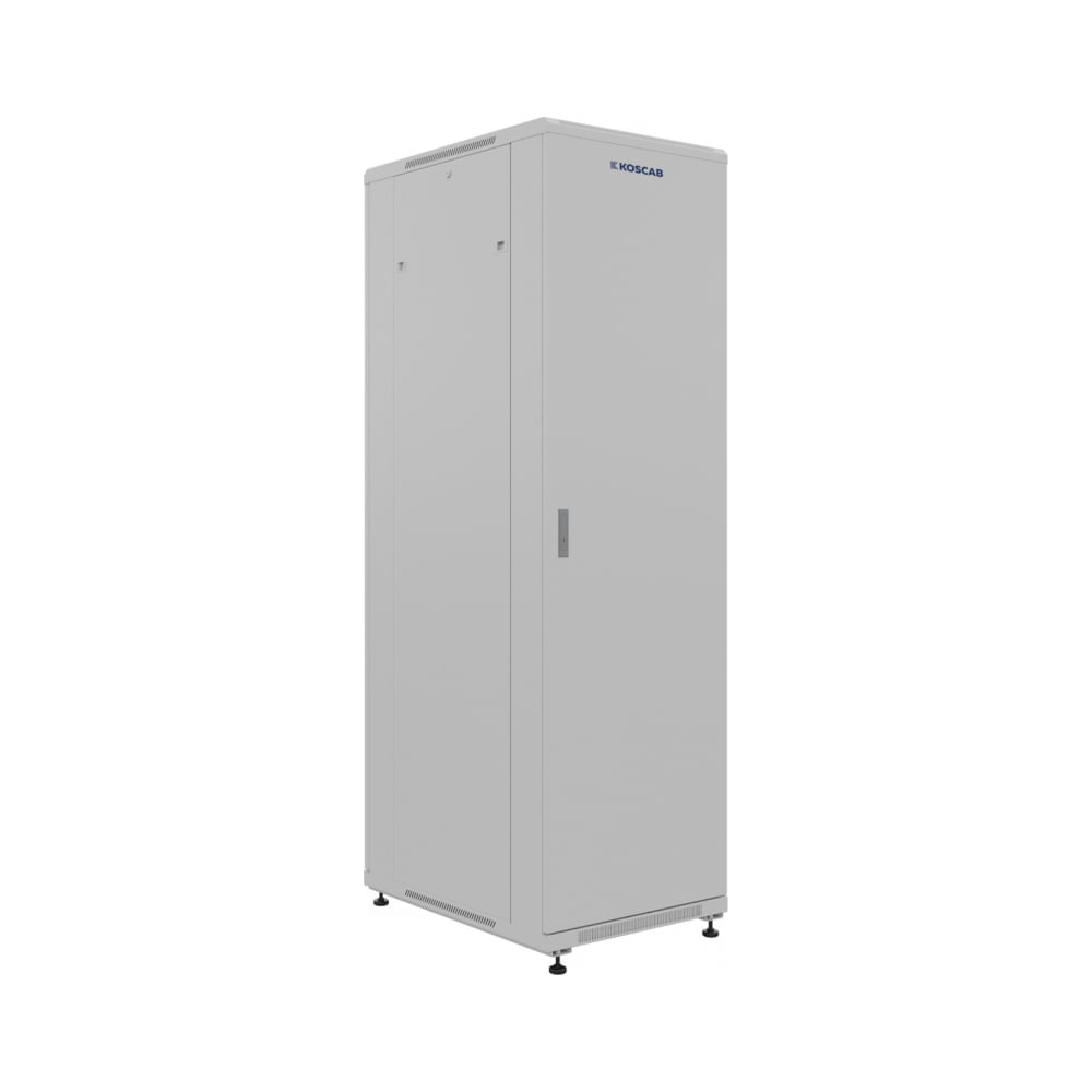 Шкаф телекомуникационный напольный KOSCAB 42U 600х800мм, передняя дверь металл, задняя глухая металл, регулируемые опоры, стенки съемные, разобранный, серый RAL 7035 шт КОС-ШТП-42U6080ДМ