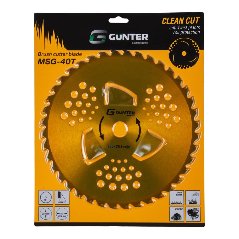 Нож Gunter для мотокосы 40 зубьев 255х1.3х25.4 мм (GUX6010-4) ЦЗ-0000137228