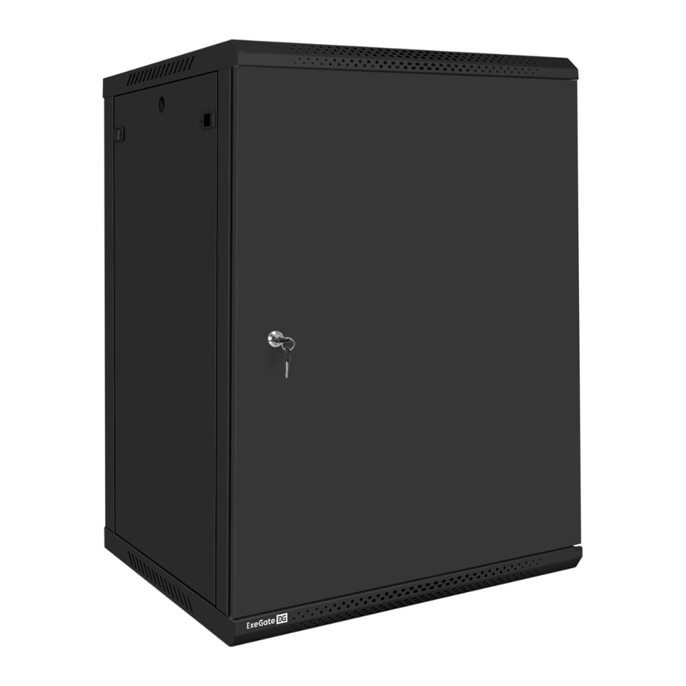Шкаф телекоммуникационный ExeGate 19 настенный 18U EC-WM-18U.600.M.BLACK 19”, 18U, 600x600x901mm ШхГхВ , передняя дверь металл, съемные боковые панели 300272