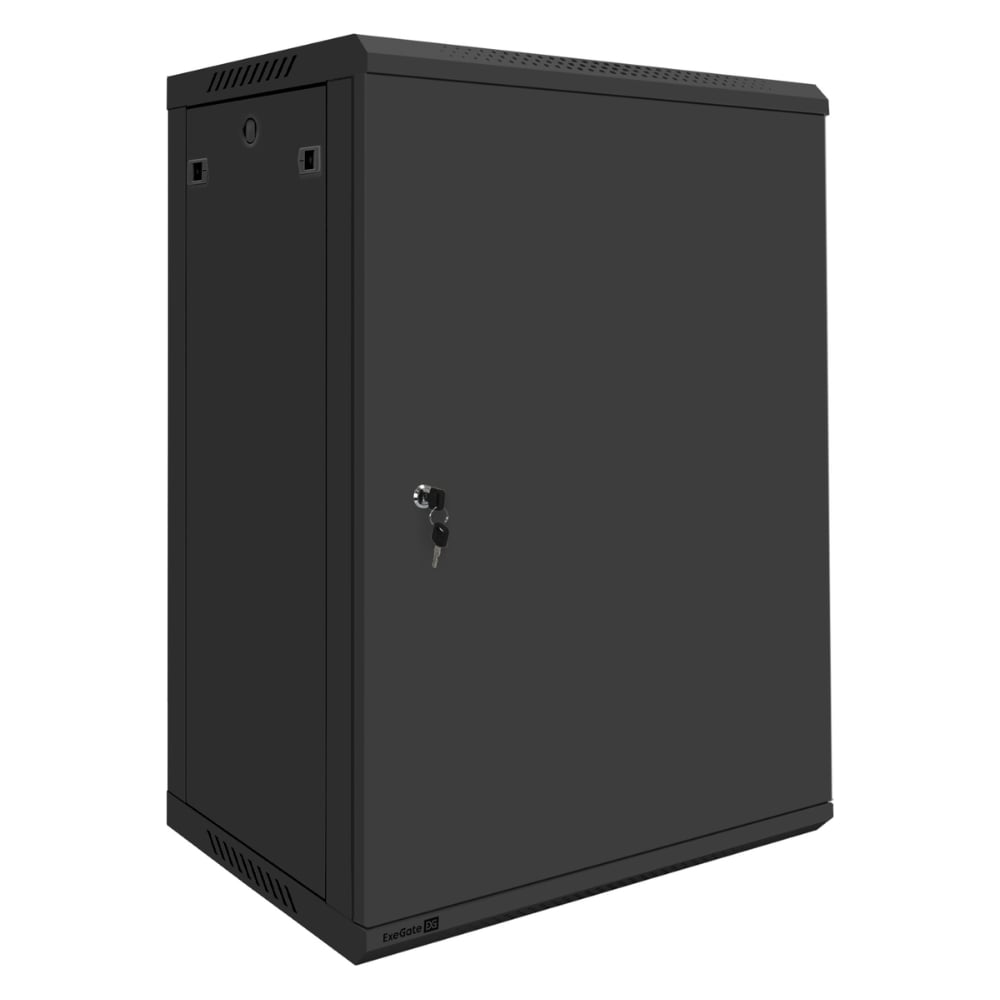 Шкаф телекоммуникационный ExeGate 19 настенный 18U EC-WM-18U.450.M.BLACK 19”, 18U, 600x450x901mm ШхГхВ , передняя дверь металл, съемные боковые панели 300260