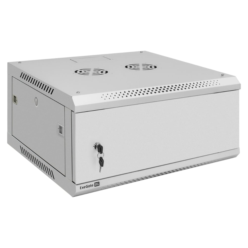 Шкаф телекоммуникационный ExeGate 19 настенный 4U EC-WM-4U.600.M.GREY 19”, 4U, 600x600x280mm ШхГхВ , передняя дверь металл, съемные боковые панели 300265