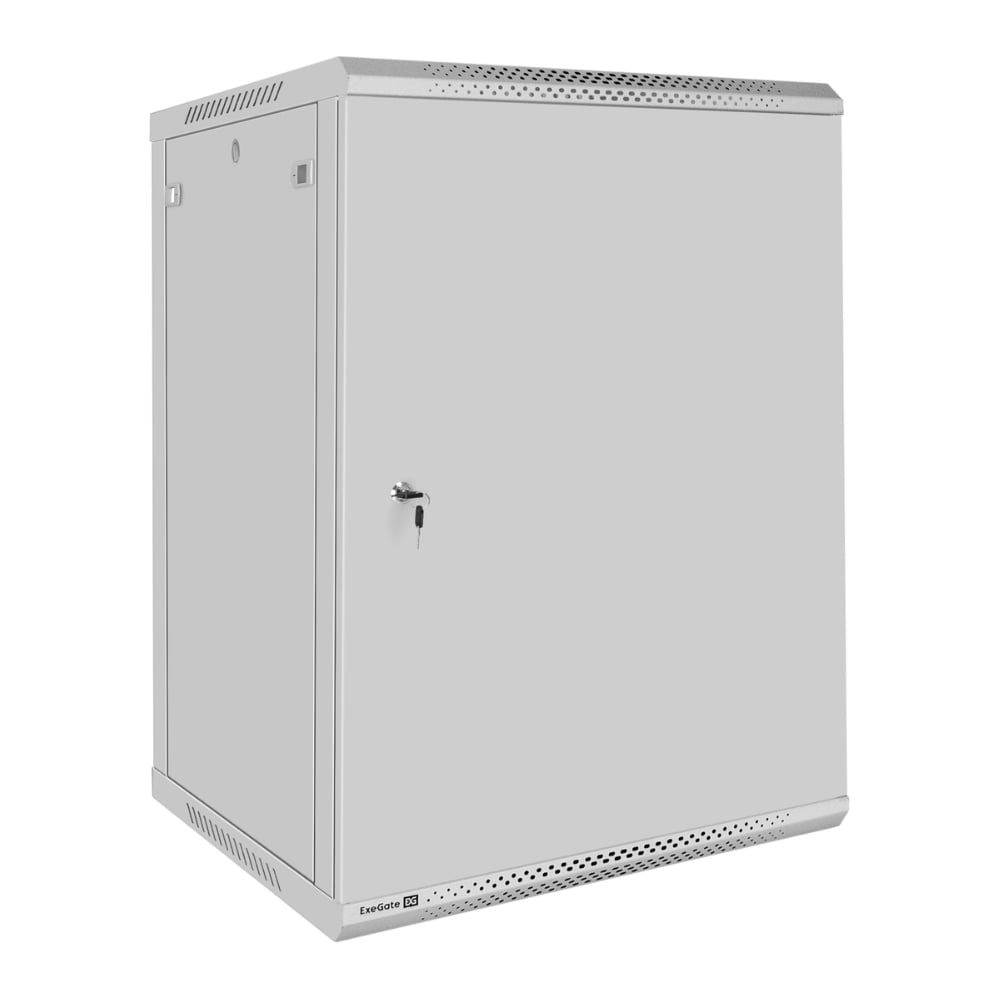 Шкаф телекоммуникационный ExeGate 19 настенный 18U EC-WM-18U.600.M.GREY 19”, 18U, 600x600x901mm ШхГхВ , передняя дверь металл, съемные боковые панели 300273