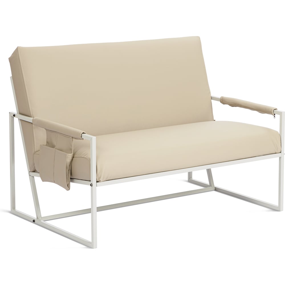 Диван Tetchair Чарли Люкс/Charli Lux металл белый, экокожа люкс модерн 13-02, кремовый 25840