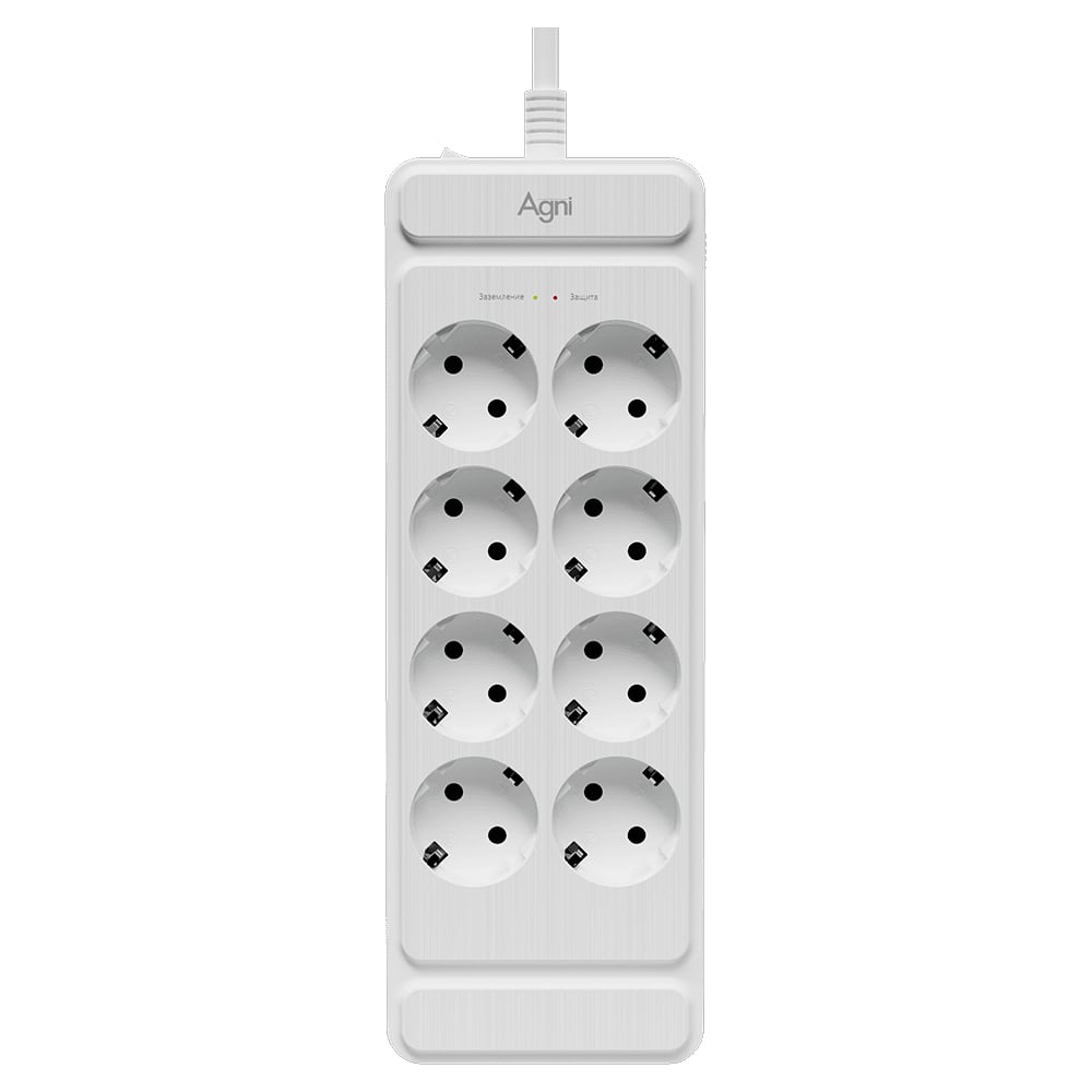 Сетевой фильтр AGNI плоский 8 розеток, 5 метров, белый TP-FS8E TP-FS8E-5m-white