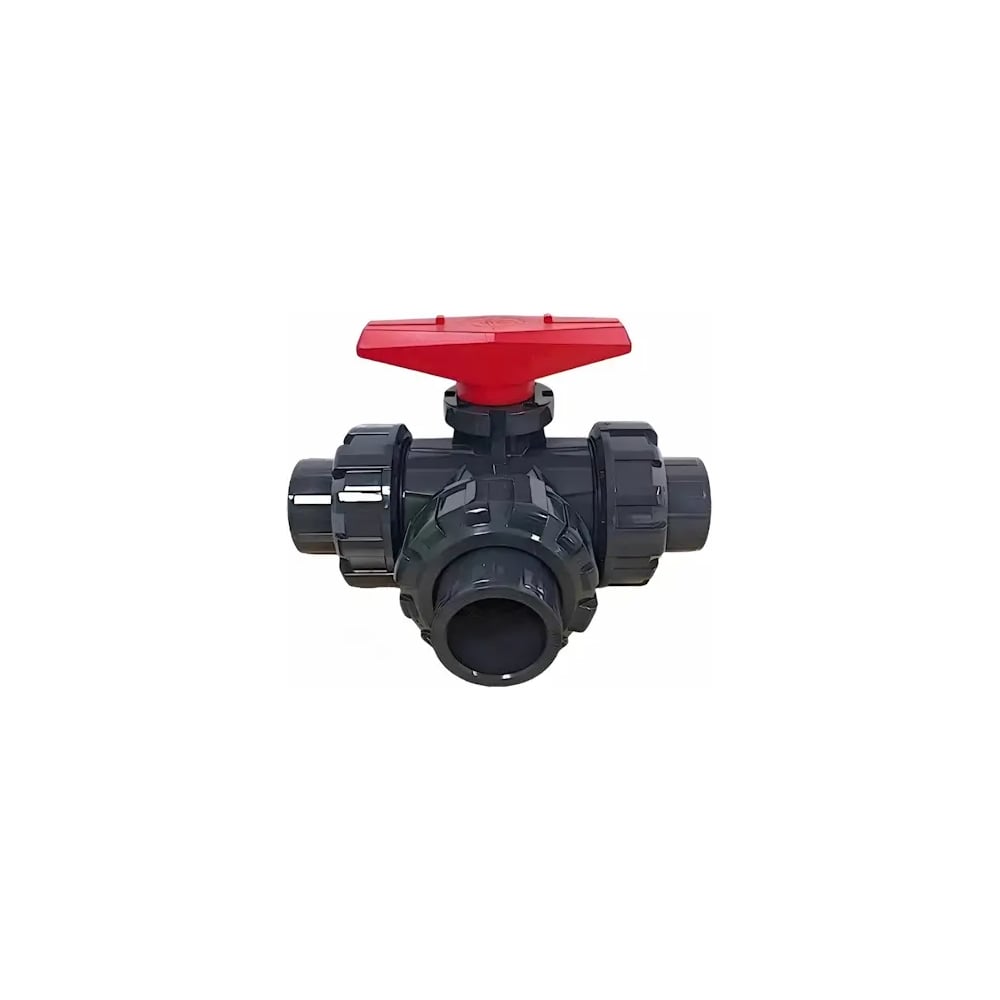 Кран шаровой ERA трехходовой ПВХ 32 под клей, тип - T, PTFE/EPDM, , Китай UTV01 ХСК9332Т