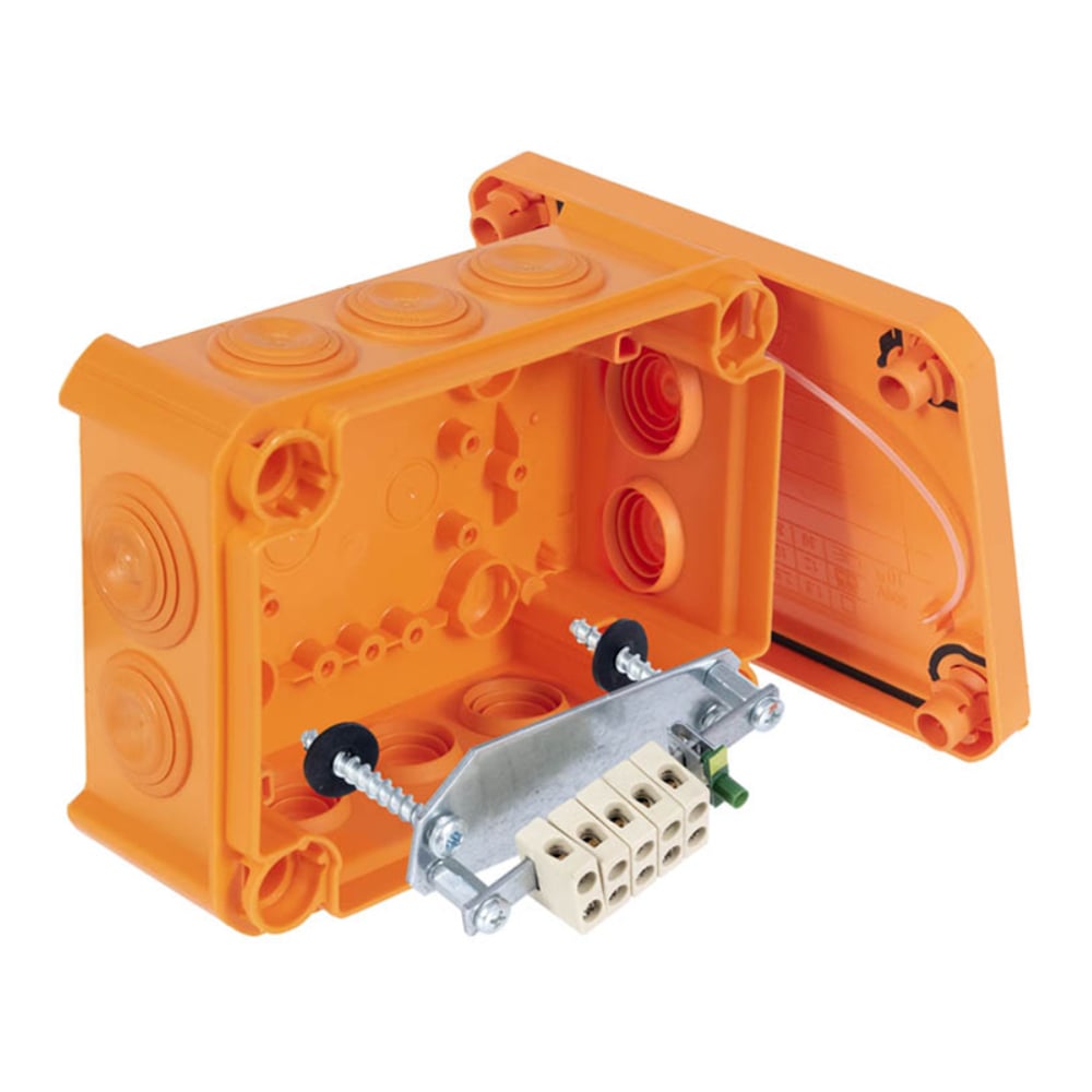 Коробка огнестойкая OBO Bettermann FireBox T100, 136х102х57 мм, IP66, 5+1 клемма, 4 мм2, вводы d25x8,d32x2, вн.кр. 7205513