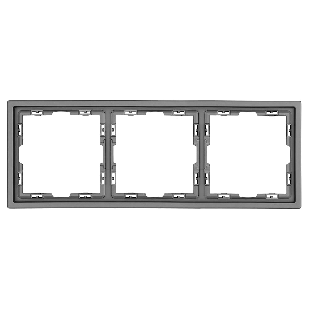 Рамка Vell тонкая серая, пластик, 3 поста, 80х80 мм, модуль, Grand {V702163} 1398335