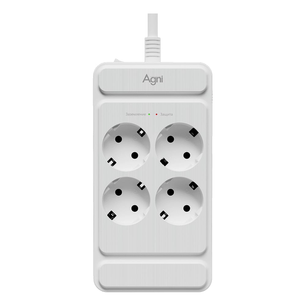 Сетевой фильтр AGNI плоский 4 розетки, 3 метра, белый TP-FS4E TP-FS4E-3m-white