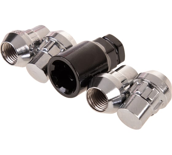 Изображение товара Гайки секретки М14x1.50, 32 мм, конус закр 5 луч 1 кл, хром 006, 4 шт SKYWAY S10702006