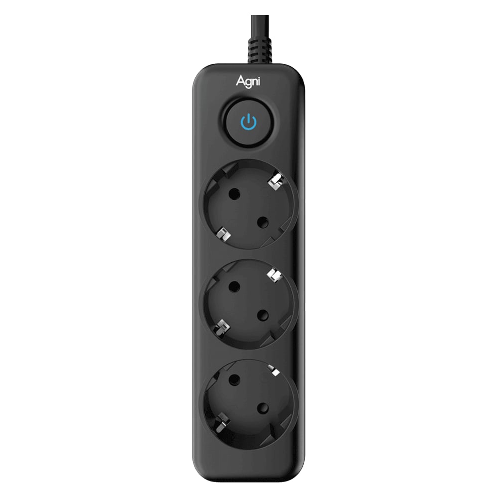 Cетевой фильтр AGNI плоский 3 розетки, 10 метров, чёрный TP-FD3E TP-FD3E-10m-black