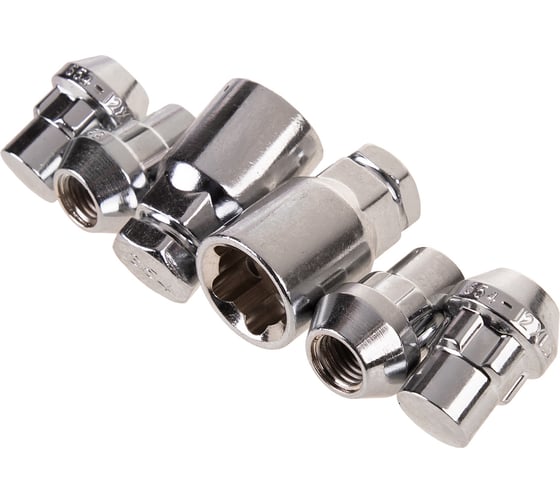 Изображение товара Гайки секретки М12x1.50, 32 мм, конус закр 5 луч 2 кл, хром 005, 4 шт SKYWAY S10702005