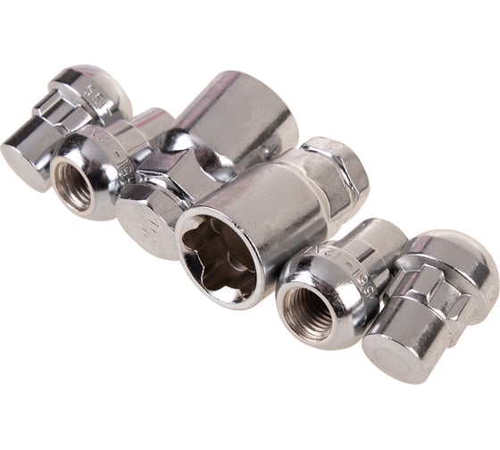 Изображение товара Гайки секретки M12x1.50, 32 мм, сфера закр 5 луч 2 кл, хром 003, 4 шт SKYWAY S10702003