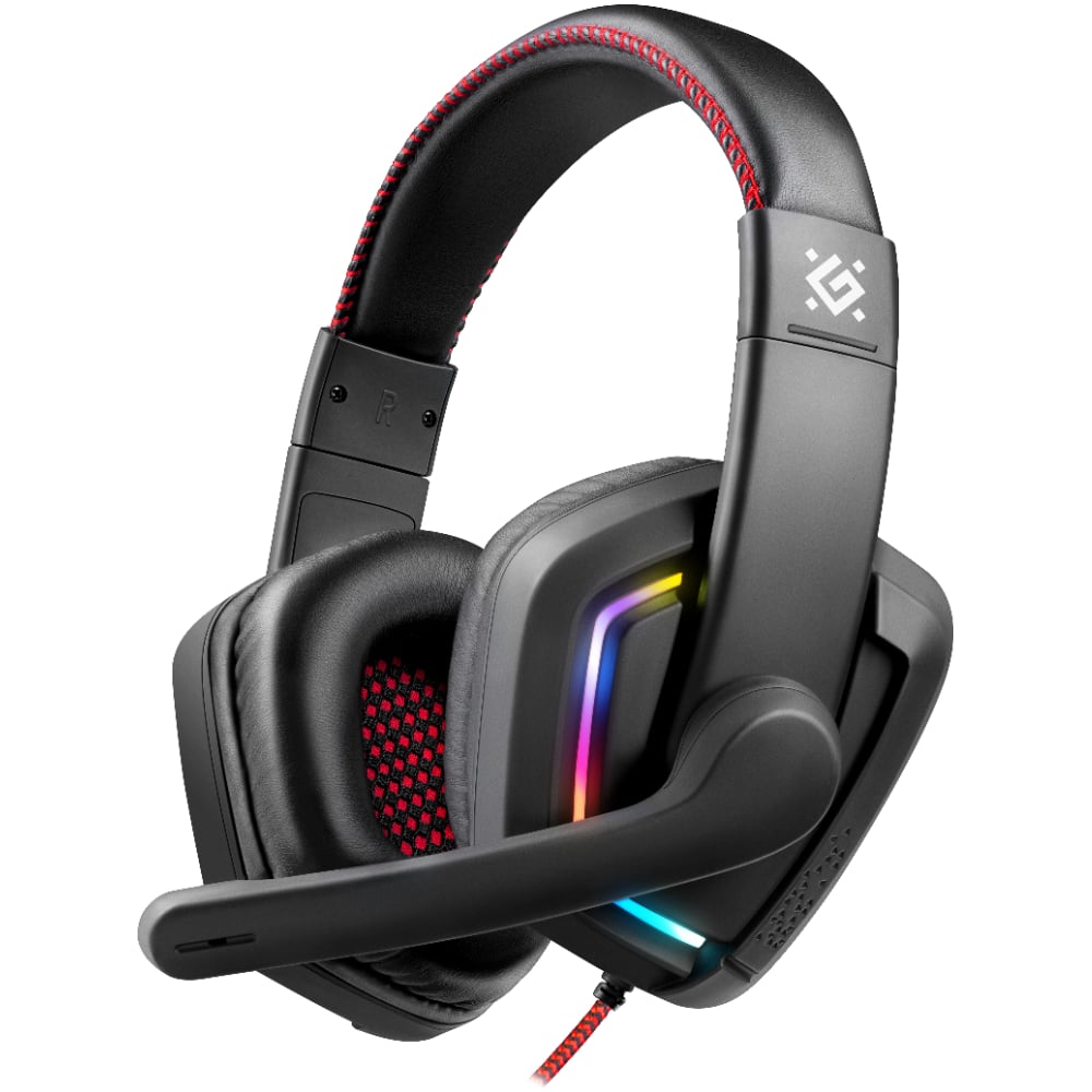 Игровая гарнитура DEFENDER Quake LED черный, LED, провод 2 м 64515