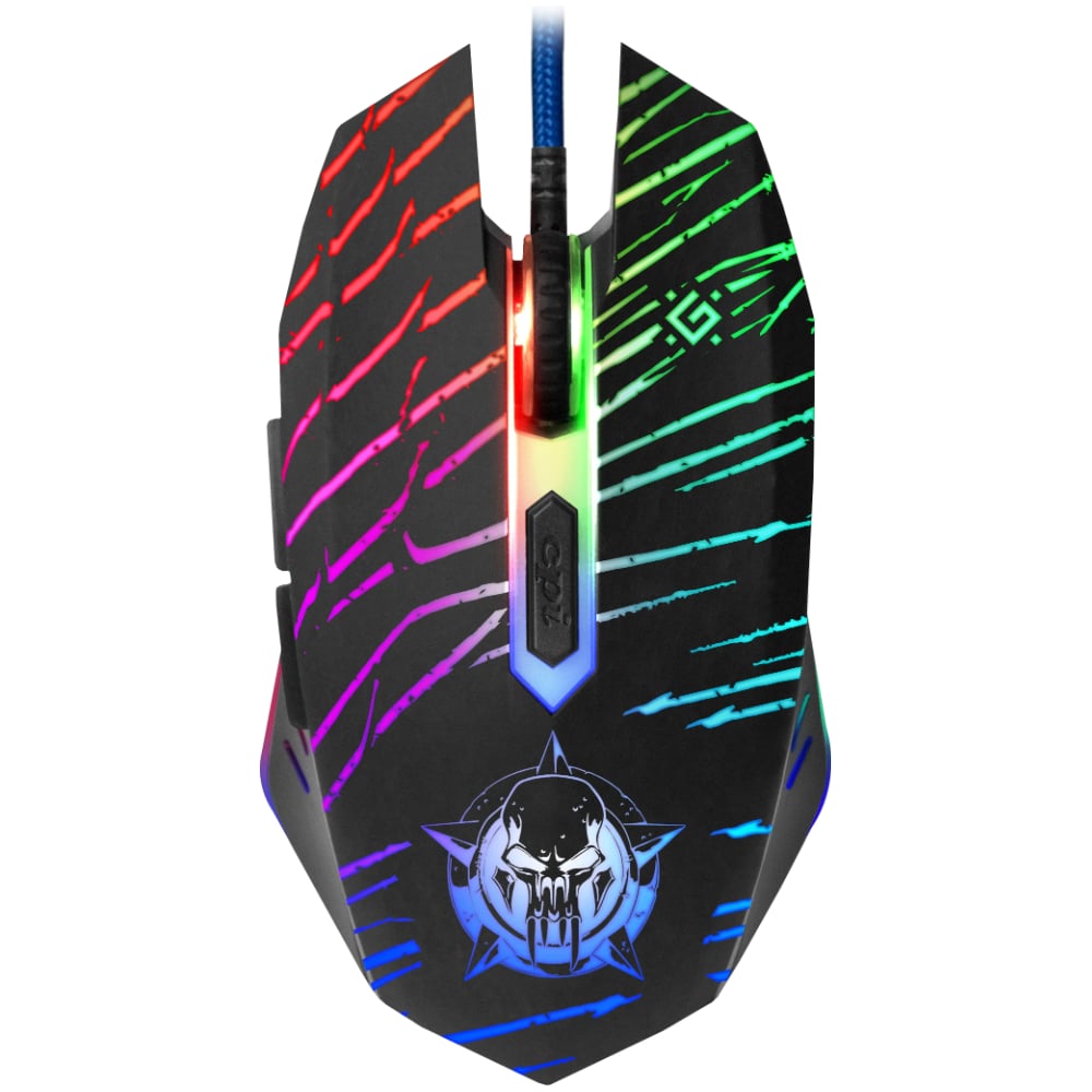 Проводная игровая мышь DEFENDER Dark Agent GM-590L 6 кнопок, 12800dpi 52590
