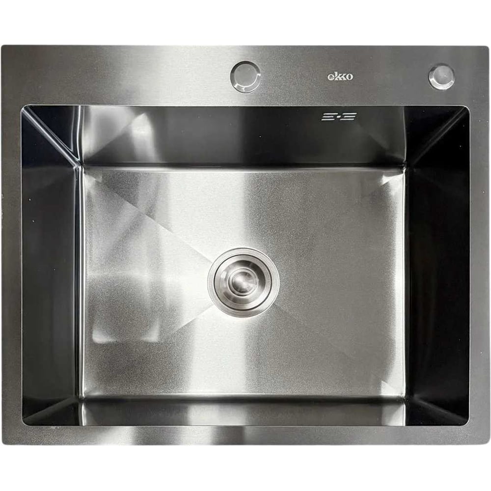 Мойка для кухни из нержавеющей стали Ekko 3 мм EKKO 60*50 с PVD покрытием графит, сифон, коландер, дозатор ES6050BK