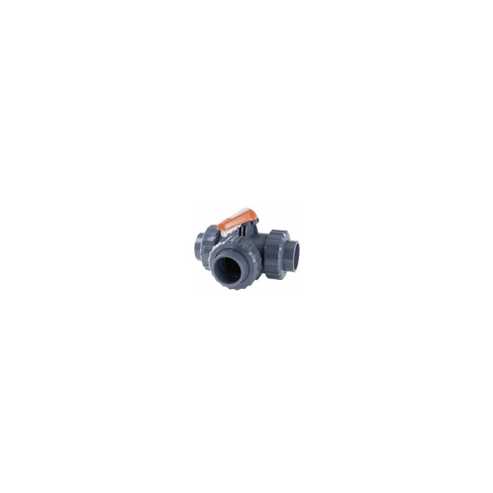 Кран шаровой трехходовой HIDROTEN ПВХ 50 под клей, тип - L, PTFE/EPDM, Hidroten, Испания 111V005 СК9350Л_И