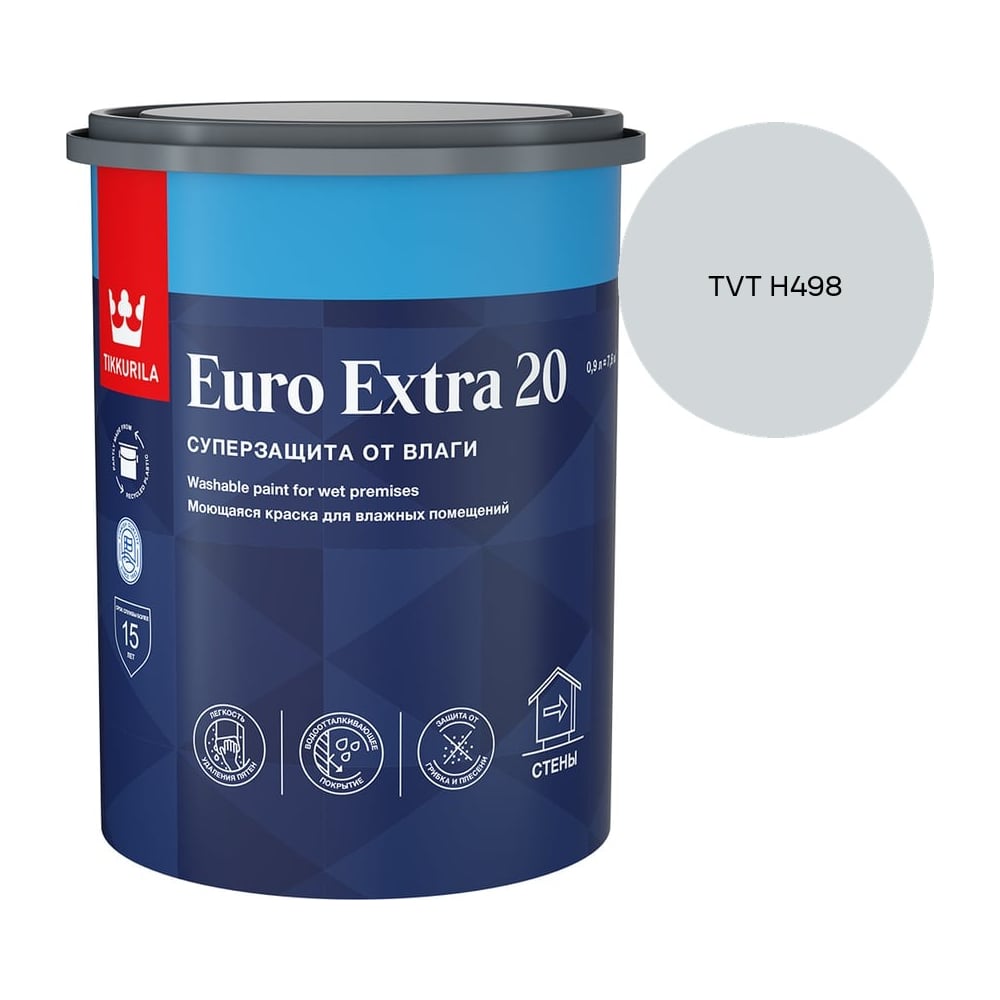 Изображение товара Краска для влажных помещений Tikkurila EURO EXTRA 20 A п/мат 0,9л 700001105_TVT H498