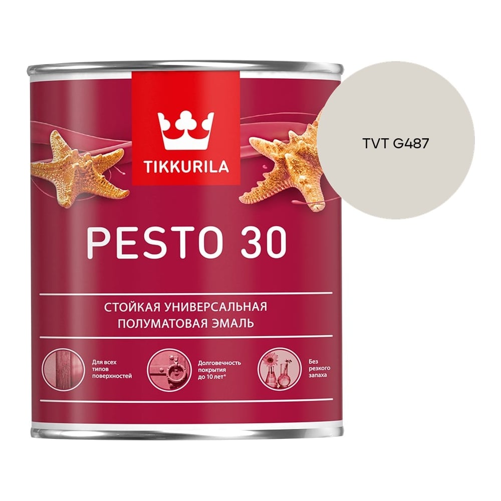 Изображение товара Краска Tikkurila PESTO 30 A полуматовая 0,9л 700001170_TVT G487 Изображение товара Краска Tikkurila PESTO 30 A полуматовая 0,9л 700001170_TVT G487