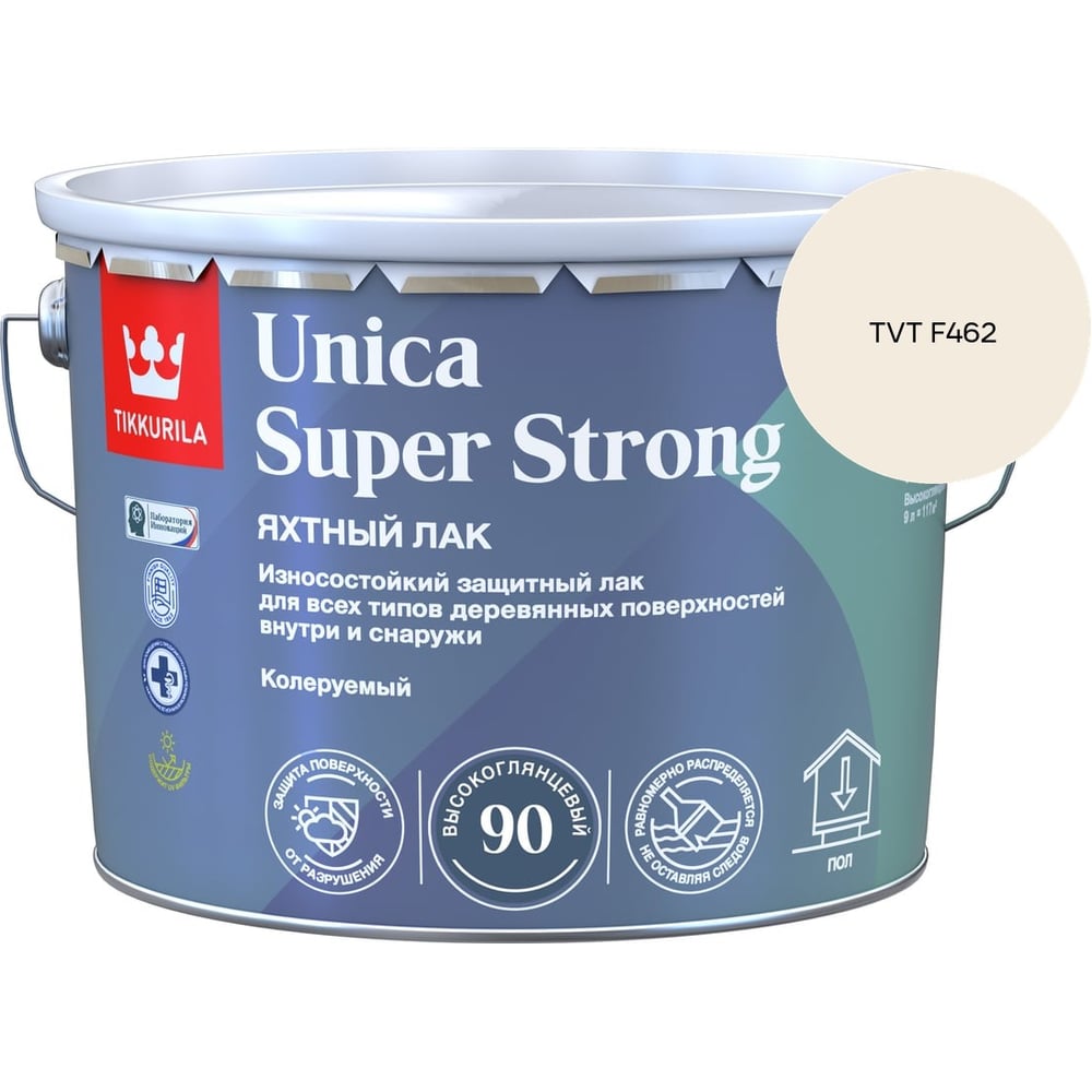 Изображение товара Лак универсальный Tikkurila UNICA SUPER STRONG EP высокоглянцевый 9л 700014010_TVT F462 Изображение товара Лак универсальный Tikkurila UNICA SUPER STRONG EP высокоглянцевый 9л 700014010_TVT F462