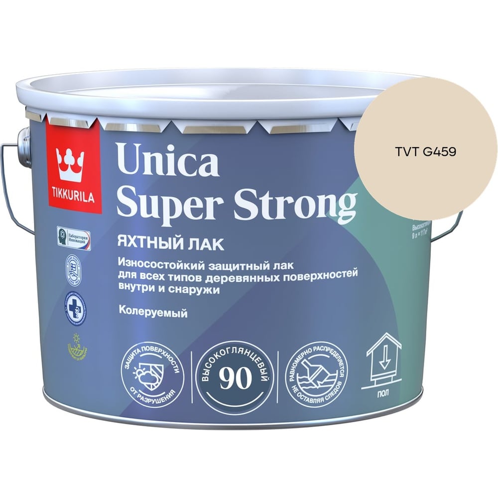 Изображение товара Лак универсальный Tikkurila UNICA SUPER STRONG EP высокоглянцевый 9л 700014010_TVT G459 Изображение товара Лак универсальный Tikkurila UNICA SUPER STRONG EP высокоглянцевый 9л 700014010_TVT G459