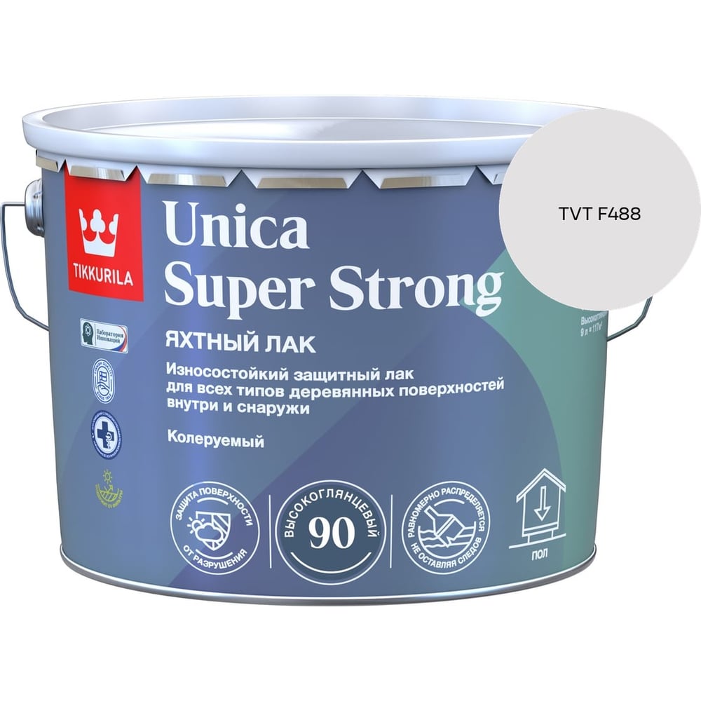 Изображение товара Лак универсальный Tikkurila UNICA SUPER STRONG EP высокоглянцевый 9л 700014010_TVT F488 Изображение товара Лак универсальный Tikkurila UNICA SUPER STRONG EP высокоглянцевый 9л 700014010_TVT F488