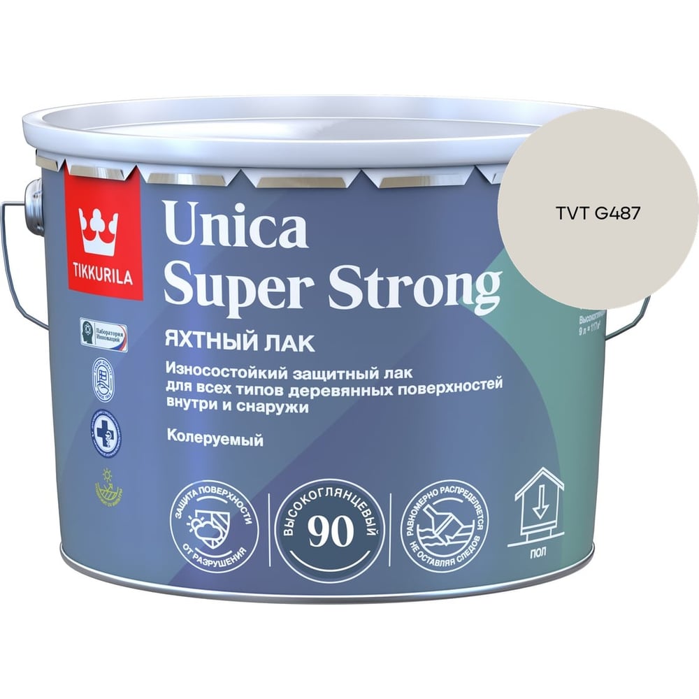 Лак универсальный Tikkurila UNICA SUPER STRONG EP высокоглянцевый 9л 700014010_TVT G487