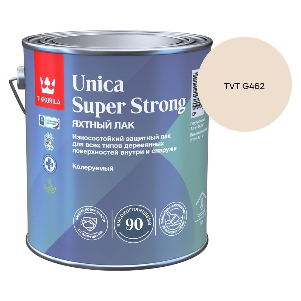 Изображение товара Лак универсальный Tikkurila UNICA SUPER STRONG EP высокоглянцевый 2,7л 700014009_TVT G462 Изображение товара Лак универсальный Tikkurila UNICA SUPER STRONG EP высокоглянцевый 2,7л 700014009_TVT G462
