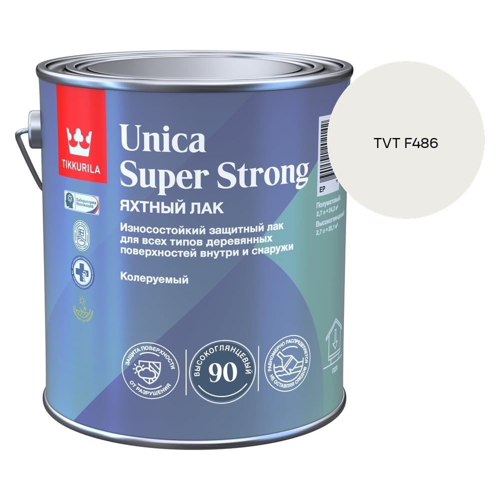 Изображение товара Лак универсальный Tikkurila UNICA SUPER STRONG EP высокоглянцевый 2,7л 700014009_TVT F486