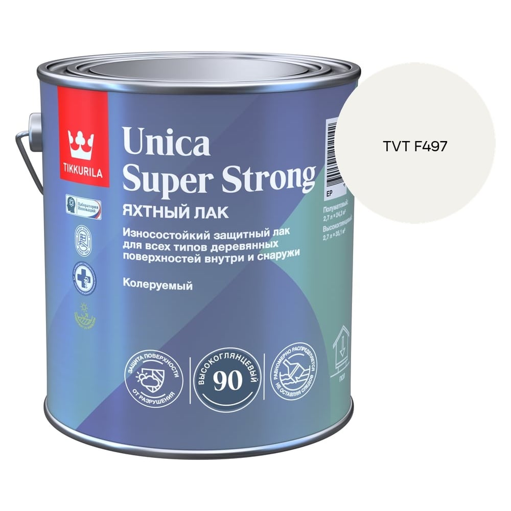 Изображение товара Лак универсальный Tikkurila UNICA SUPER STRONG EP высокоглянцевый 2,7л 700014009_TVT F497