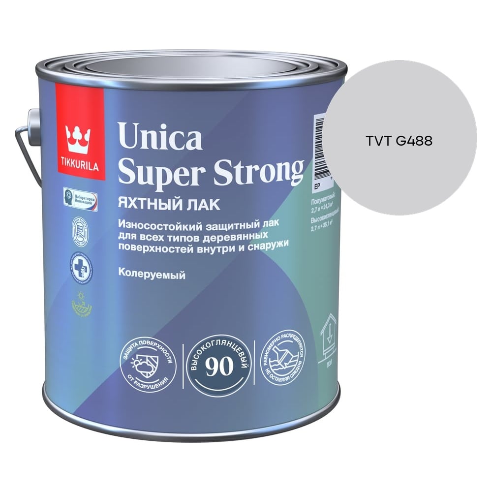 Изображение товара Лак универсальный Tikkurila UNICA SUPER STRONG EP высокоглянцевый 2,7л 700014009_TVT G488