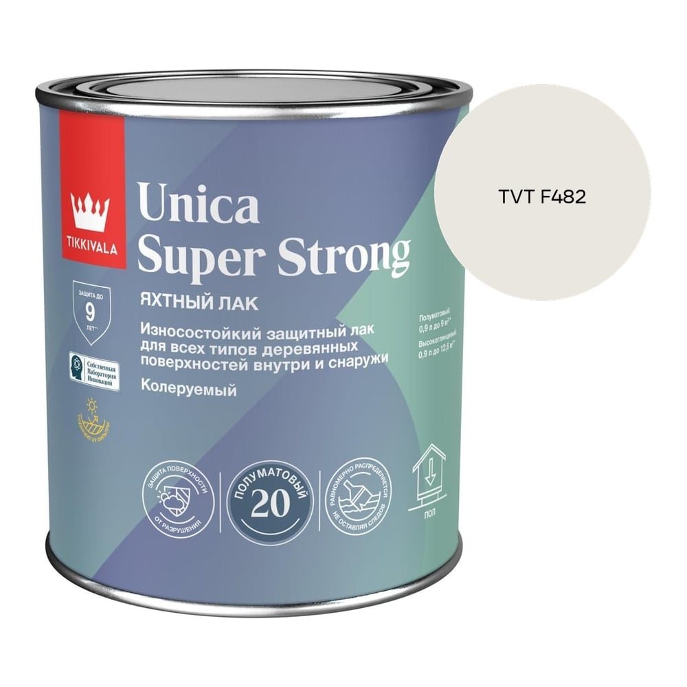 Изображение товара Лак универсальный Tikkurila UNICA SUPER STRONG EP полуматовый 0,9л 700014011_TVT F482