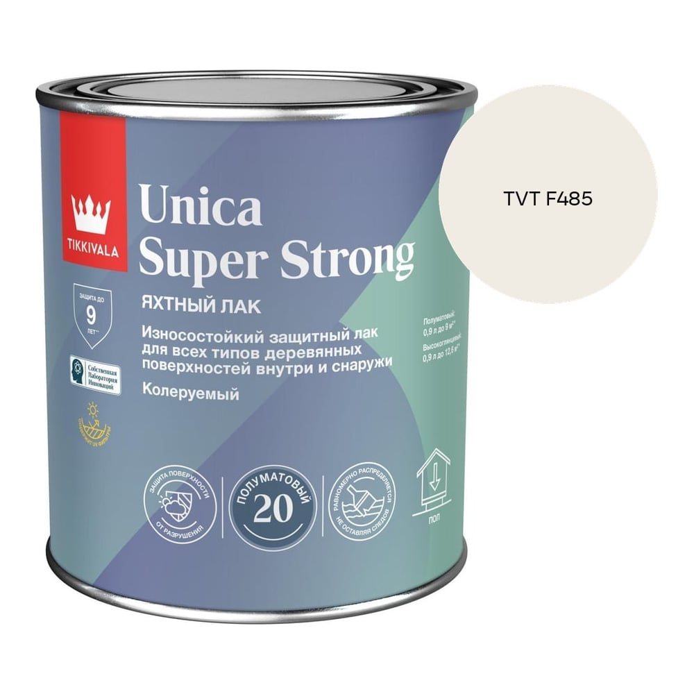 Изображение товара Лак универсальный Tikkurila UNICA SUPER STRONG EP полуматовый 0,9л 700014011_TVT F485