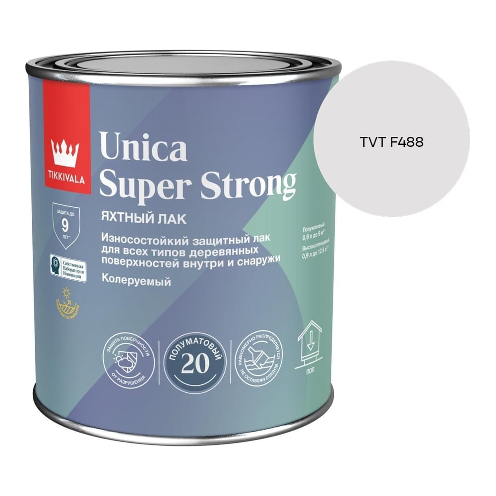 Изображение товара Лак универсальный Tikkurila UNICA SUPER STRONG EP полуматовый 0,9л 700014011_TVT F488