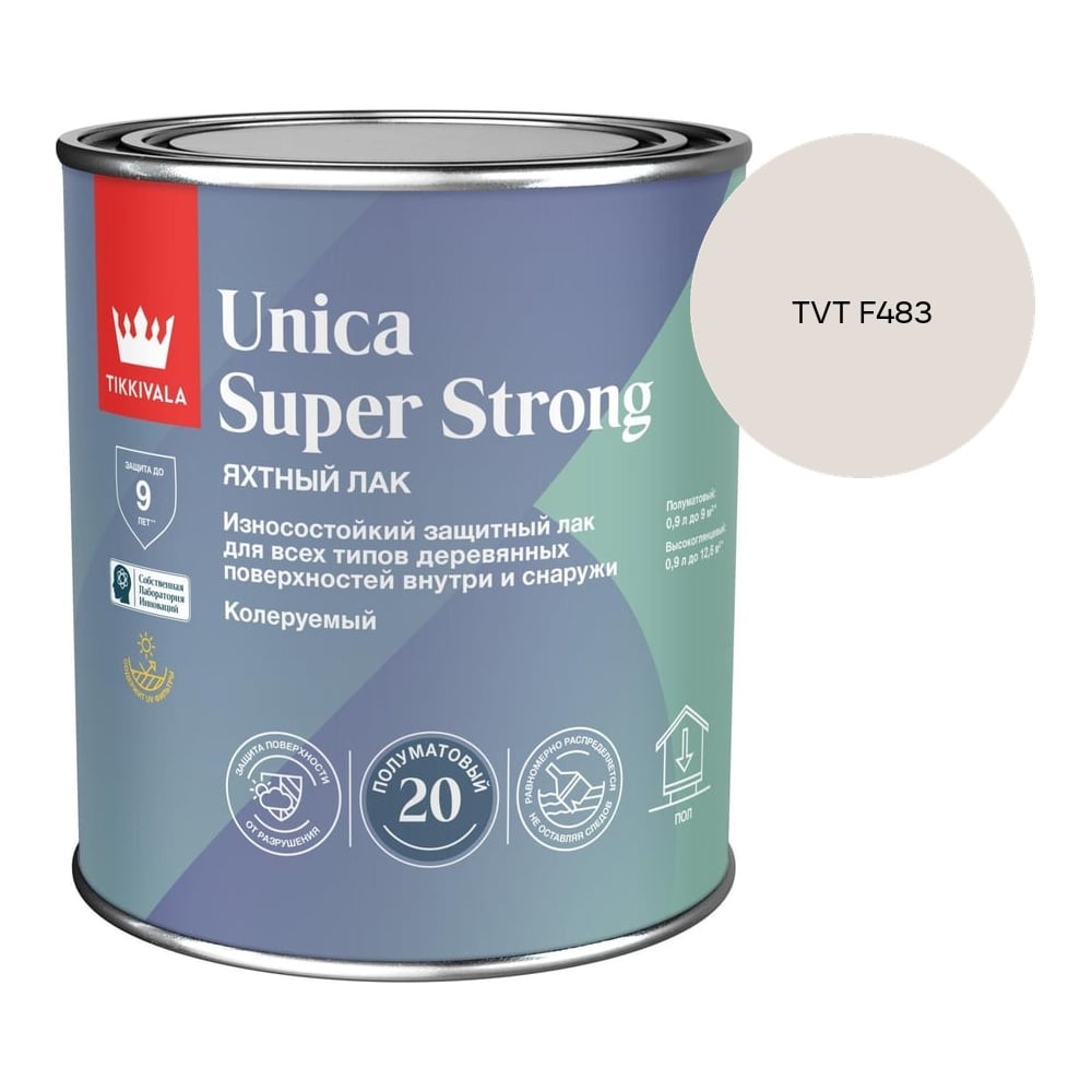 Изображение товара Лак универсальный Tikkurila UNICA SUPER STRONG EP полуматовый 0,9л 700014011_TVT F483