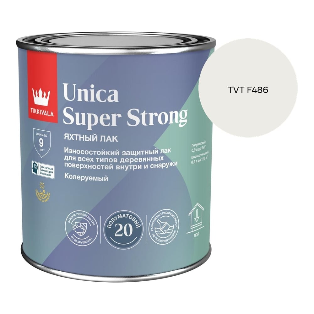 Изображение товара Лак универсальный Tikkurila UNICA SUPER STRONG EP полуматовый 0,9л 700014011_TVT F486