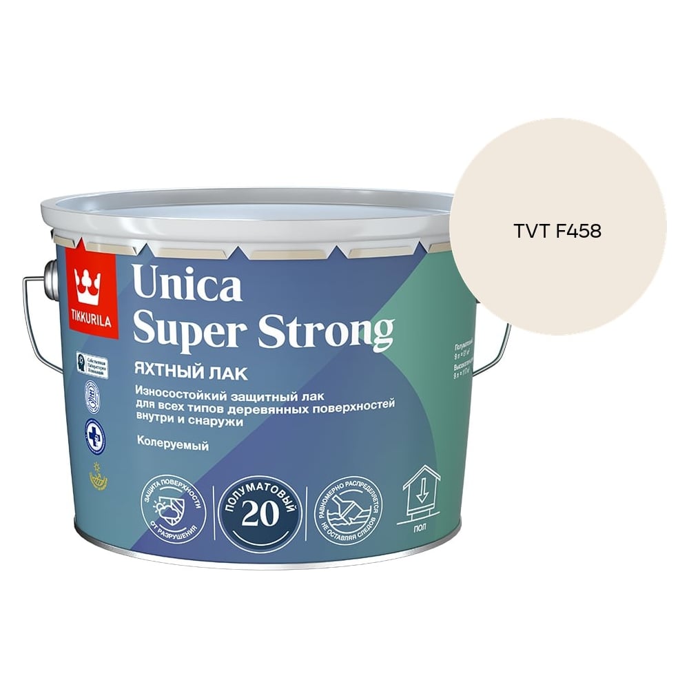 Изображение товара Лак универсальный Tikkurila UNICA SUPER STRONG EP п/мат 9л 700014013_TVT F458 Изображение товара Лак универсальный Tikkurila UNICA SUPER STRONG EP п/мат 9л 700014013_TVT F458